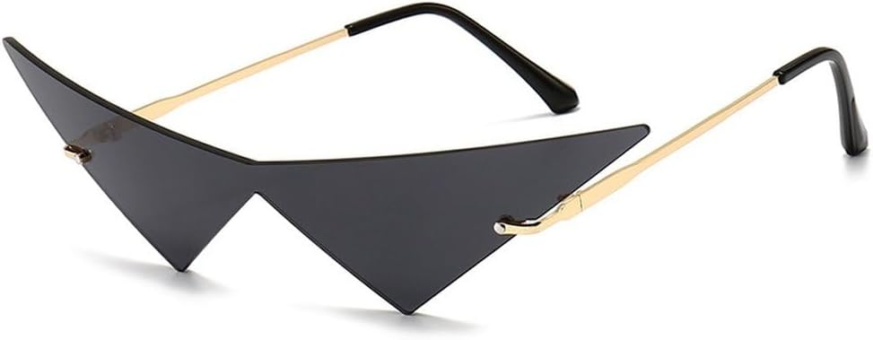 

Большие солнцезащитные очки «кошачий глаз» без оправы для женщин, модные солнцезащитные очки с цельными линзами, женские трендовые треугольные очки для мужчин GHVWYX, C1gold-black