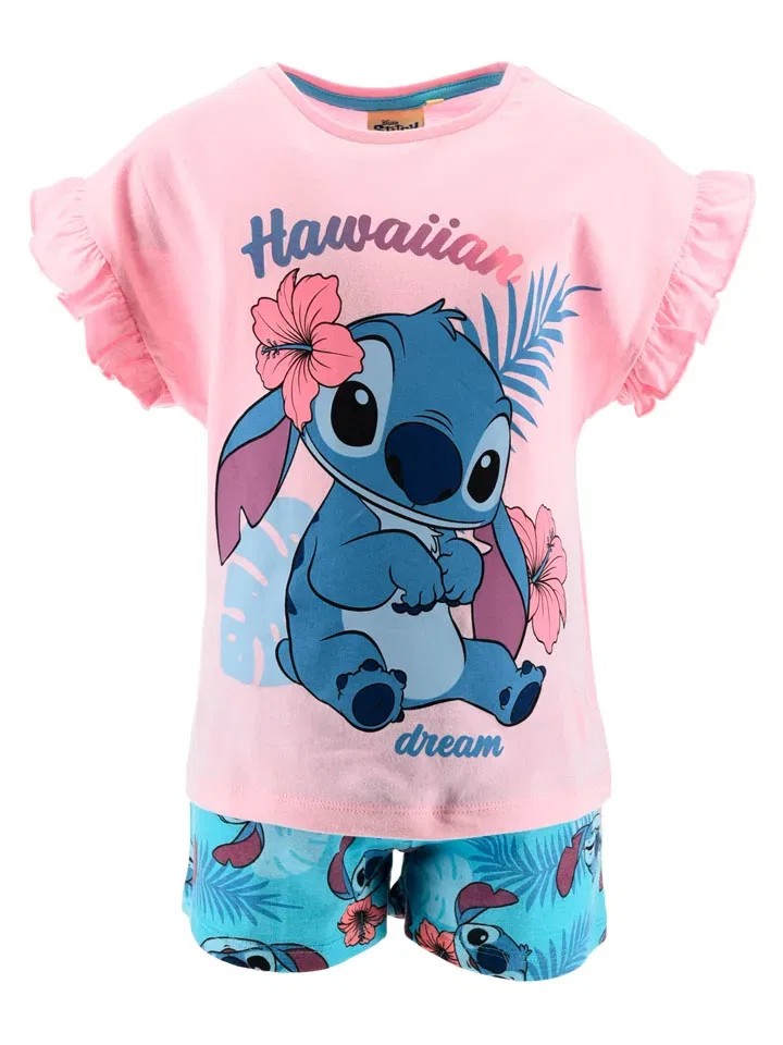 Пижама с принтом, Lilo & Stitch, розовый/голубой