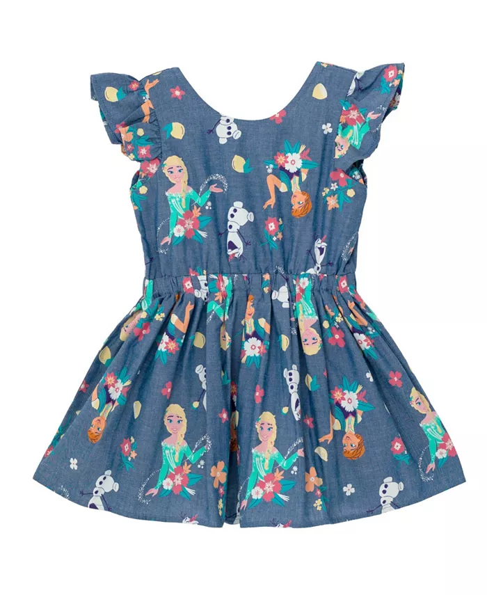 

Платье-клеш для девочки Toddler Girls Disney Minnie Mouse Mickey Mouse Daisy Lilo & Stitch Princess Belle Ariel из денима Frozen, синий