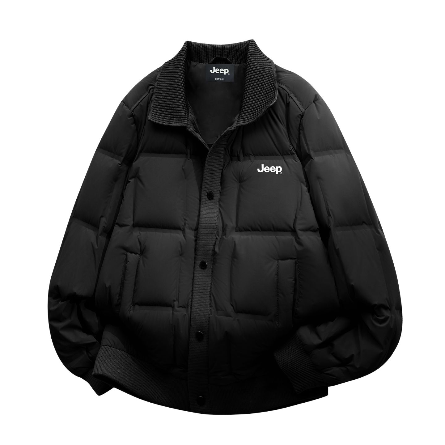 

Пуховик Unisex Lapel Moderate Others Jeep, черный