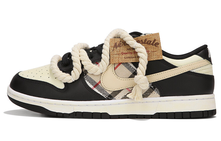 Кроссовки Nike Dunk Skateboard Shoes Women's Low-Top Beige Yellow/Black, черный
