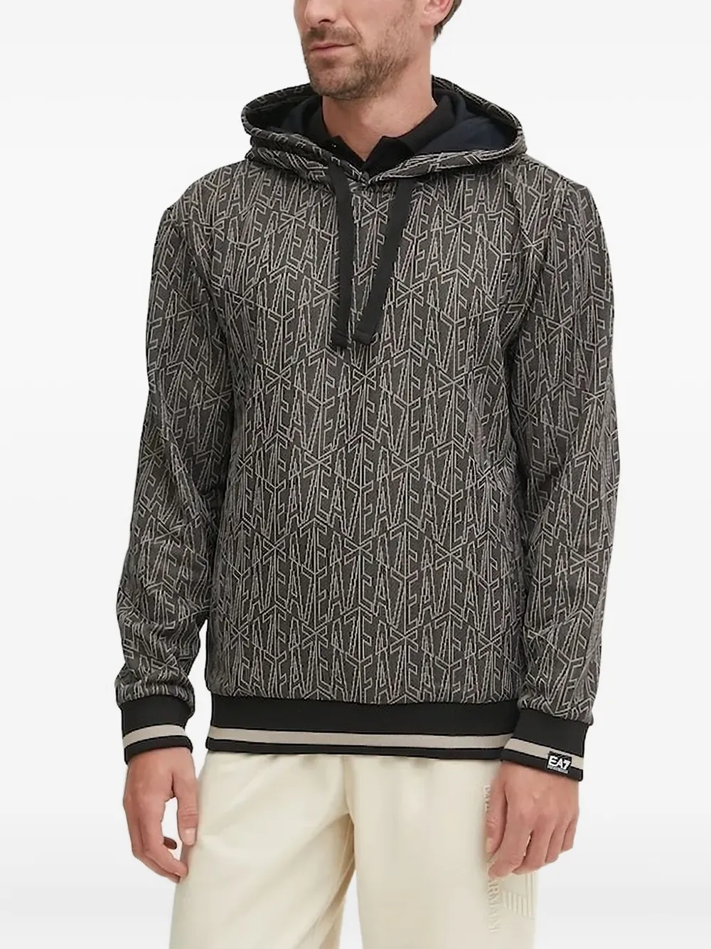 

Свитер с капюшоном и логотипом Ea7 Emporio Armani, серый