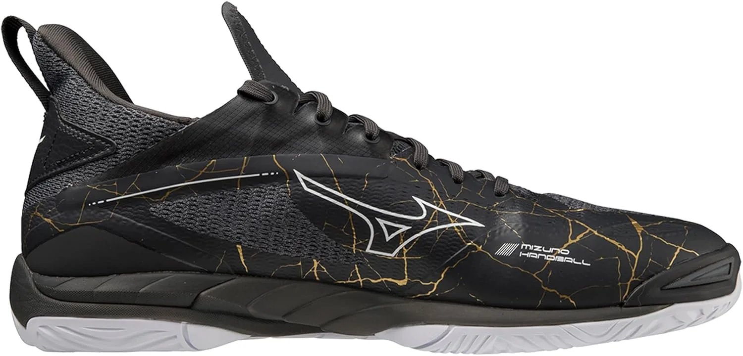Гандбольные кроссовки Mizuno Wave Mirage 4 унисекс. Цвет: черный/белый/золотой (41); Размер: EUR 36.5 | US 5 | UK 4 — фото 3