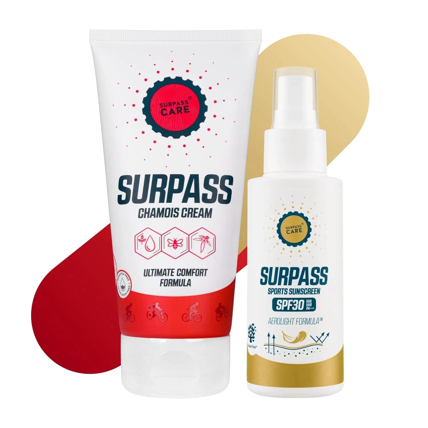Набор SURPASS: солнцезащитный спрей SPF 30 и крем для велоспорта Surpass-Care
