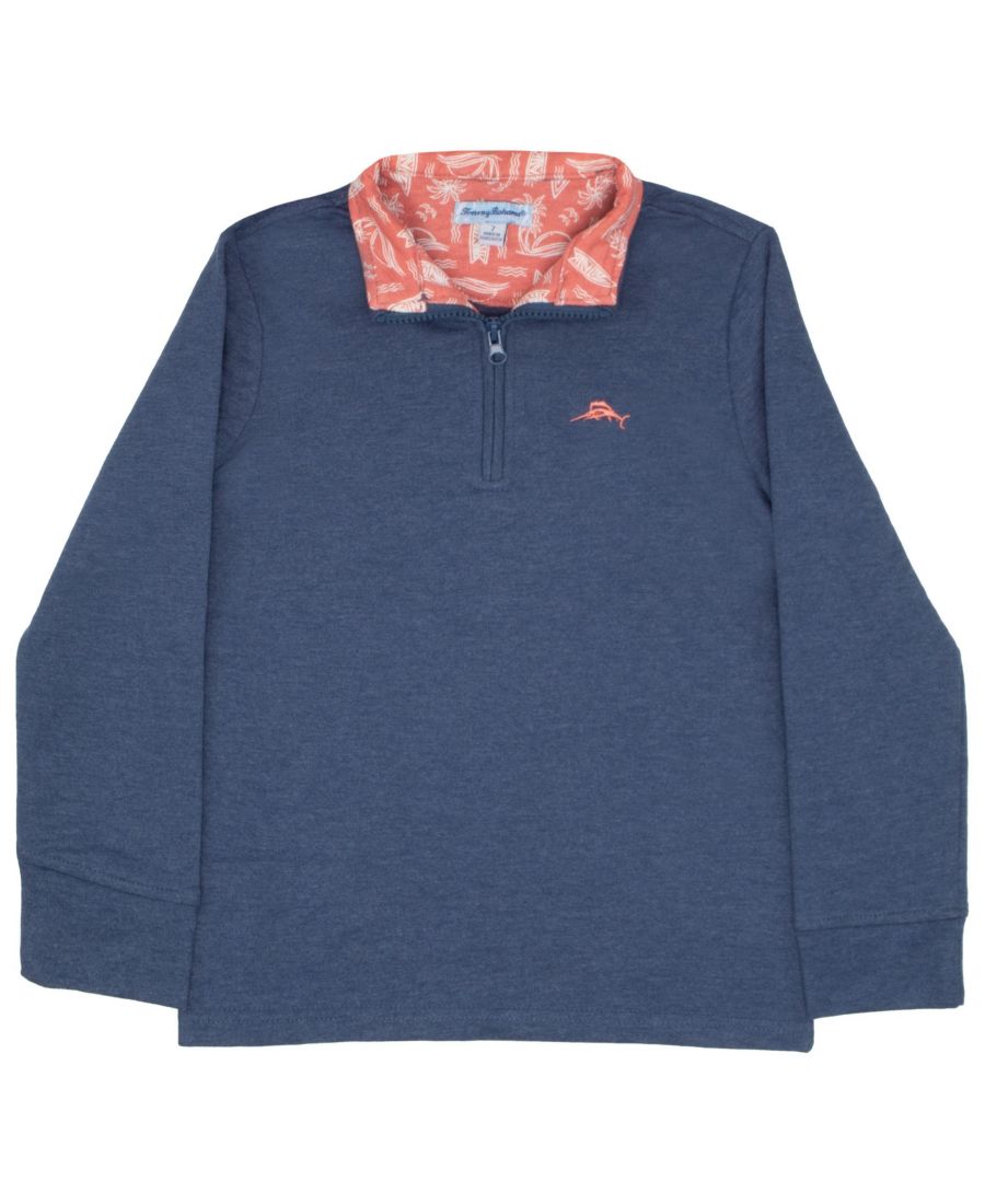 

Вязаная рубашка с длинными рукавами и застежкой-молнией на четверть длины для мальчиков Tommy Bahama, Dark denim