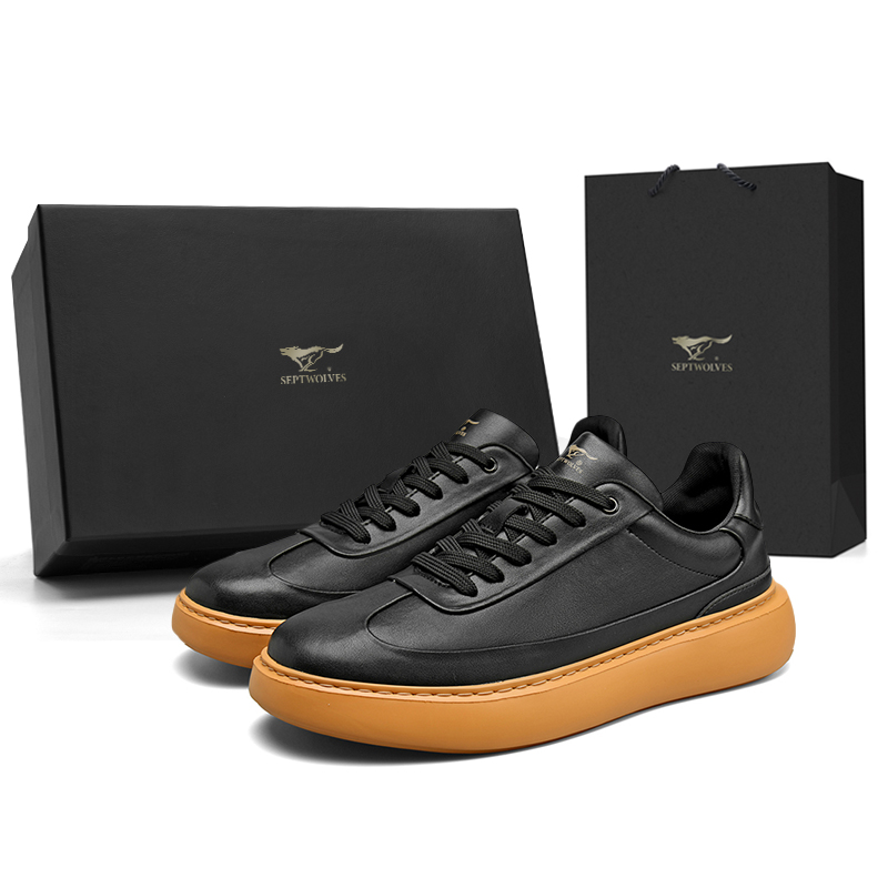 

SEPTWOLVES Низкие скейтерские кросcовки мужские черные, цвет Black (Standard Leather Shoe Size)