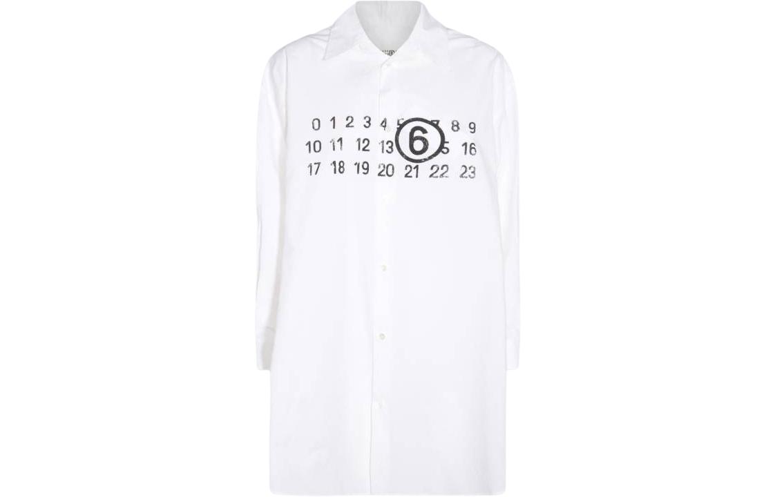 

Платье-рубашка миди с логотипом MM6 Maison Margiela, белый