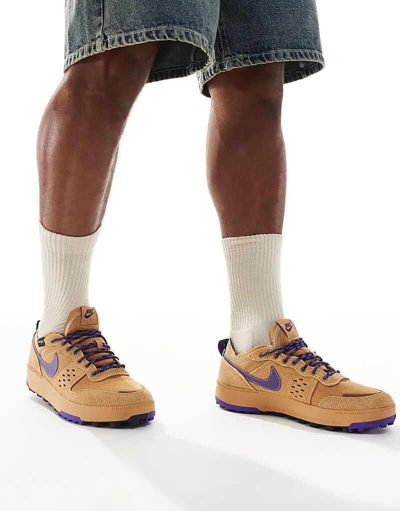 Кроссовки Nike C1ty PRM бежевого и фиолетового цветов — фото 4