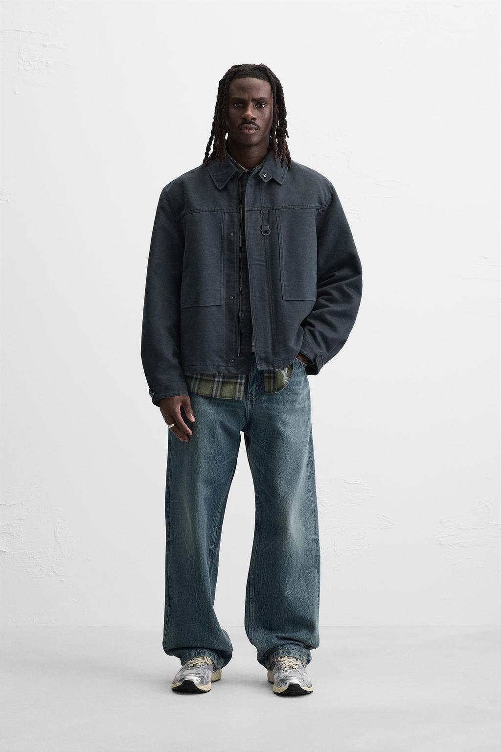 

Куртка с эффектом вощения ZARA, синий