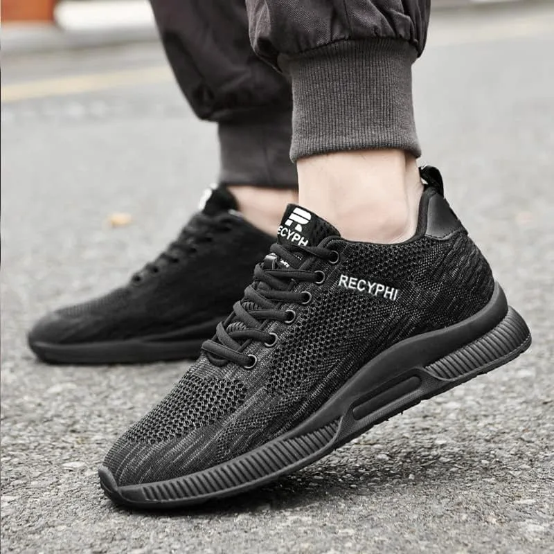 

Мужские невидимые ботинки Recyphi с увеличением роста, легкие спортивные кроссовки, модные кроссовки с приподнятой подошвой, на 6 см выше, черный