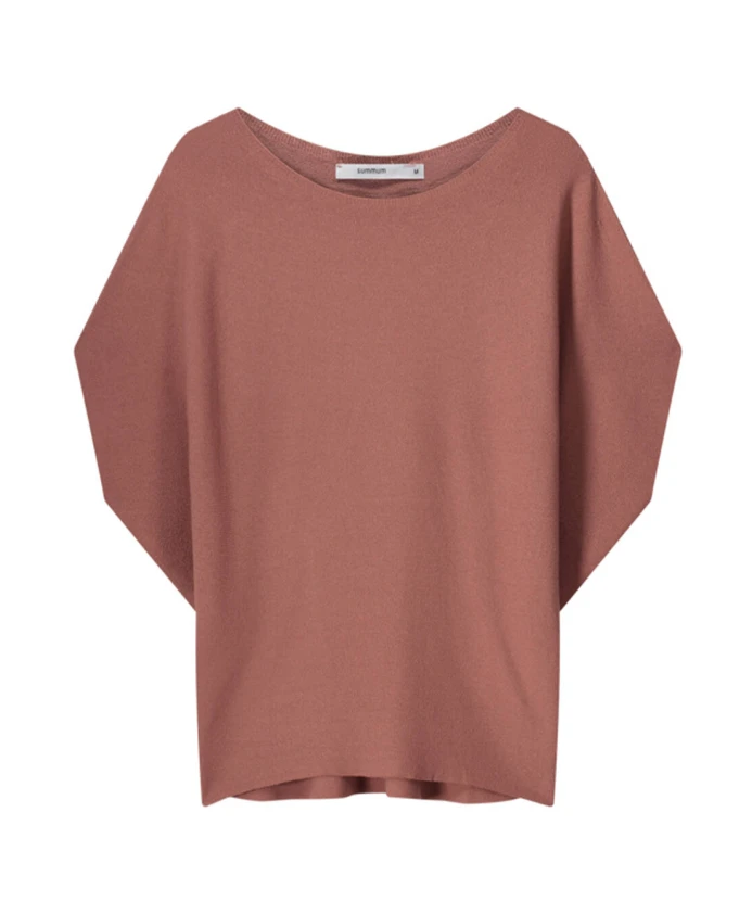 

Вязаный топ свободного кроя с короткими рукавами Summum Woman, розовый