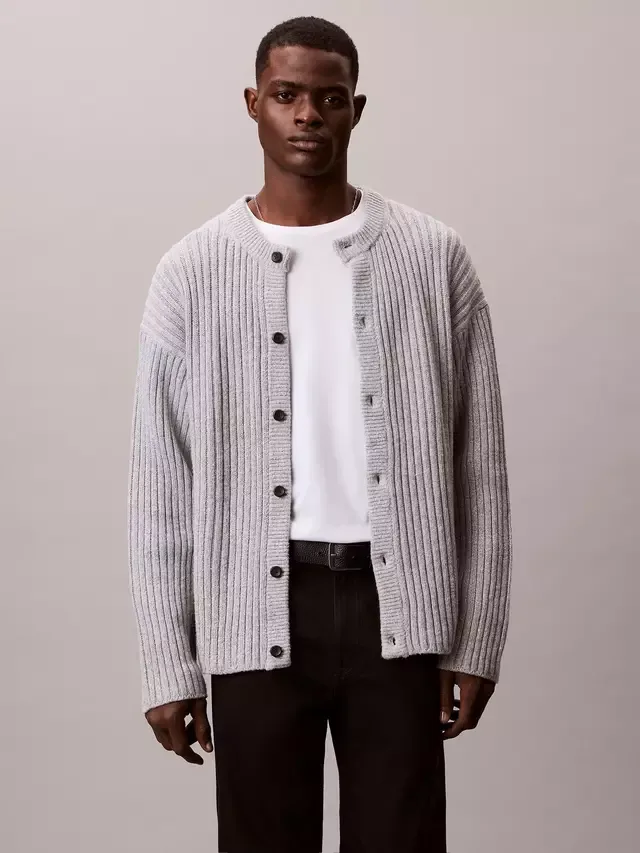 Кардиган из плотной хлопковой смеси, цвет Героический серый меланж Calvin Klein