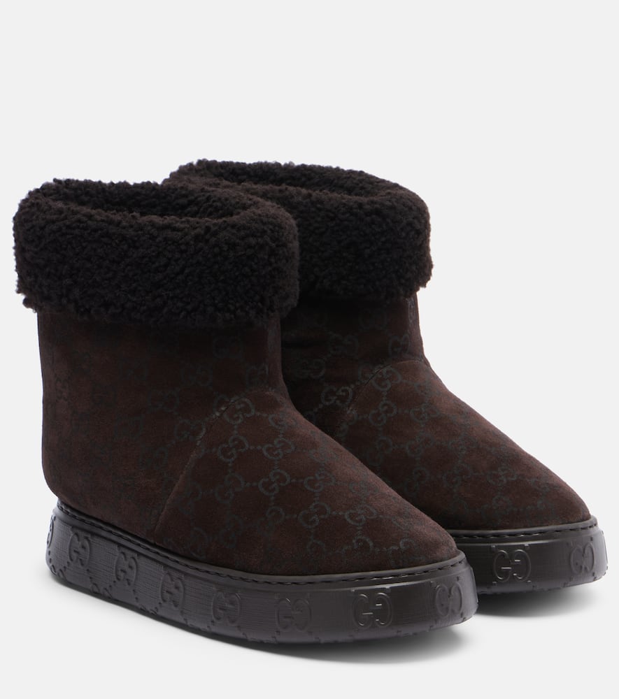Натуральные замшевые зимние ботинки Nat GG с меховой отделкой Gucci, T.MO2390-T.M/T.M2390