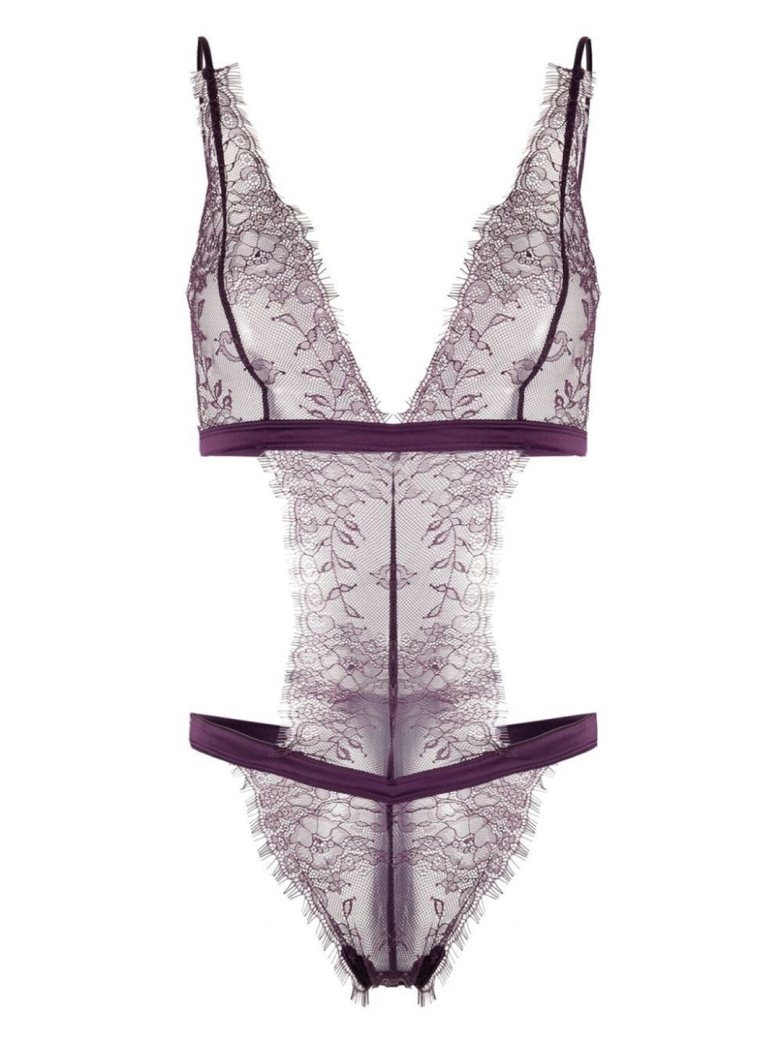 

Maison Close боди с кружевными вставками, фиолетовый