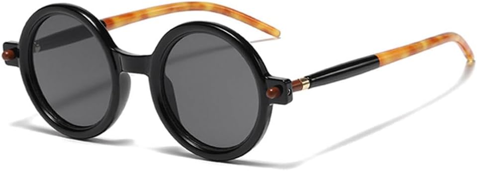 

Популярные модные круглые солнцезащитные очки для женщин в стиле ретро с двухцветными прозрачными линзами, модные солнцезащитные очки для мужчин с защитой от УФ-излучения UV400 DSXLY, Black Grey