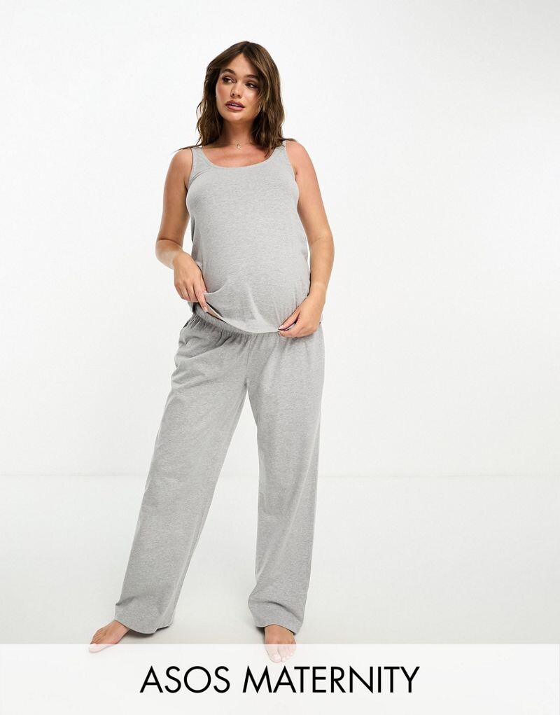 

Серые хлопковые пижамные брюки смешанного цвета ASOS DESIGN Maternity