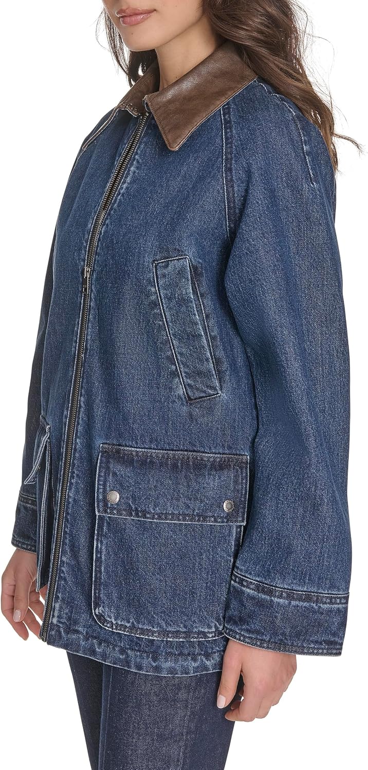 Женская куртка Levi's удлиненная хлопковая, синий — фото 3