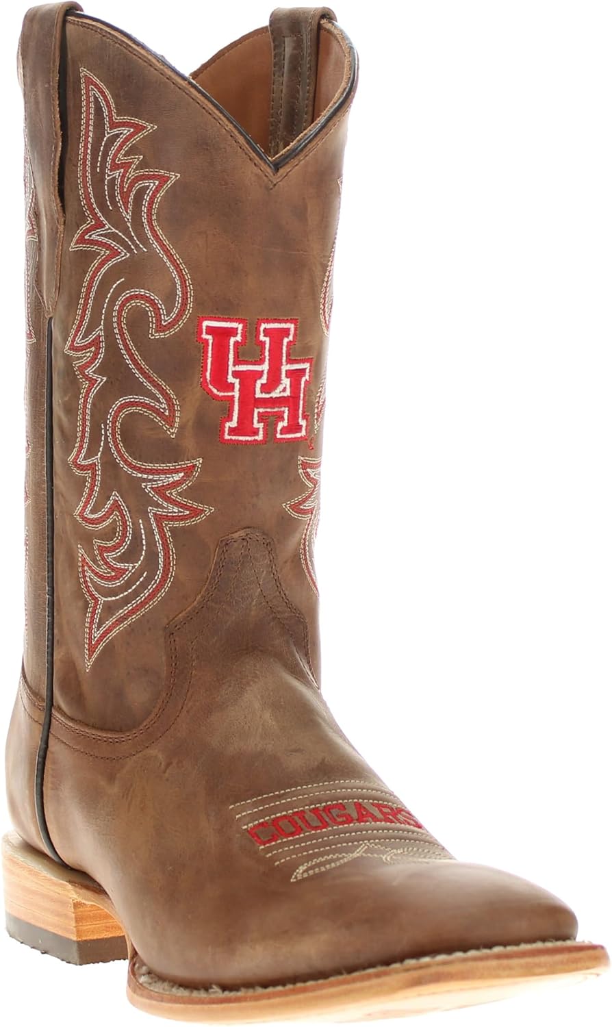 

Мужские ковбойские сапоги Vaccari Luke из натуральной кожи с вышивкой NCAA, широким квадратным носком, 8 Houston Cougars