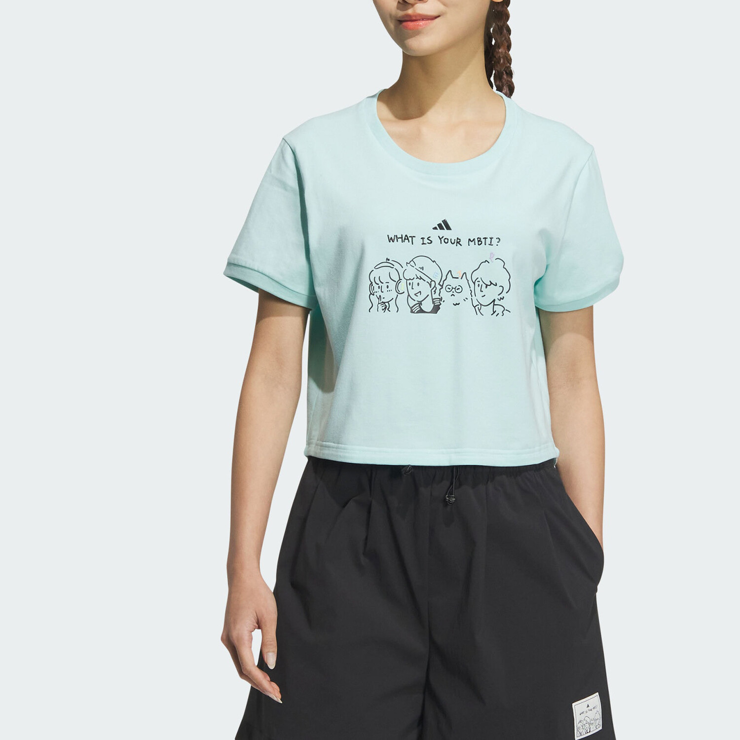 Футболка MBTI женская, бледно-голубая Adidas — фото 2