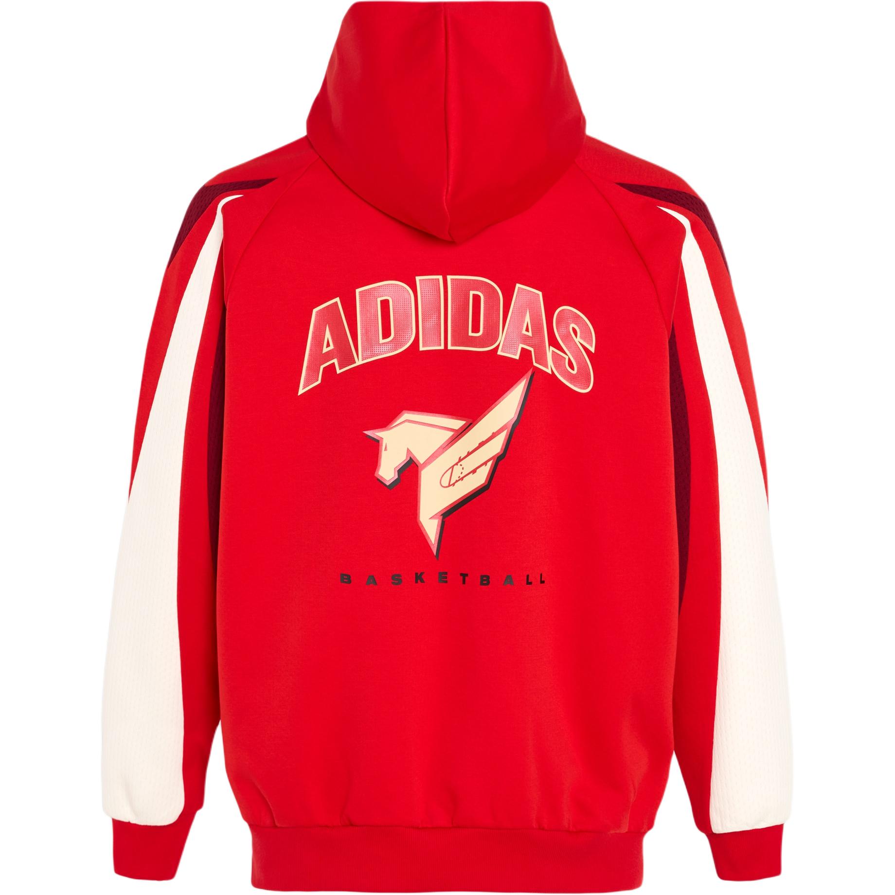 BASKETBALL мужской свитшот Adidas, светло scarlet/белый — фото 3