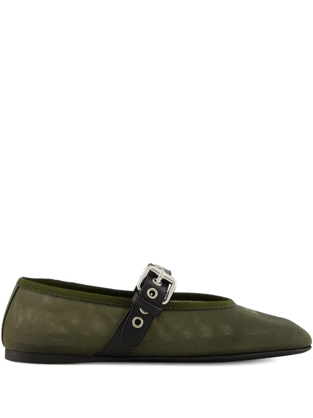 Балетки с пряжками MIU MIU, зеленый