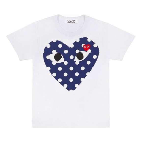 

Футболка polka dot logo tee 'white navy' Comme Des Garcons Play, белый