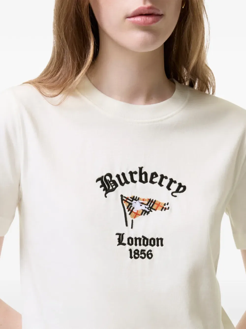 Футболка Burberry, хлопковая, клетчатый флаг, нейтральный — фото 3