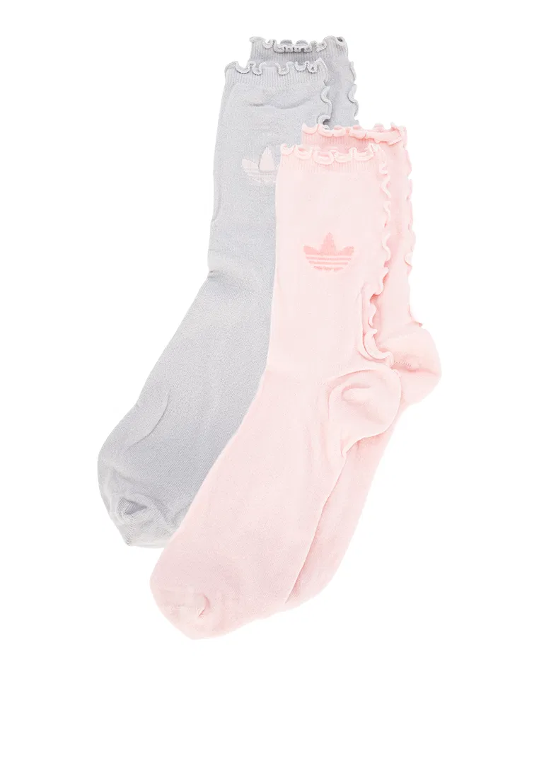 Носки, 2 пары, Ruffle Adidas, розовый/серый