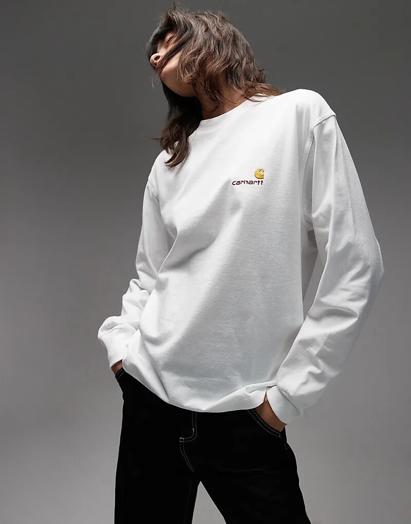 

Футболка Carhartt WIP с американским шрифтом, длинный рукав, белая