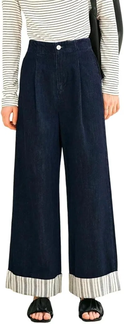 Джинсы с контрастными полосами, Navy Blue Jeans