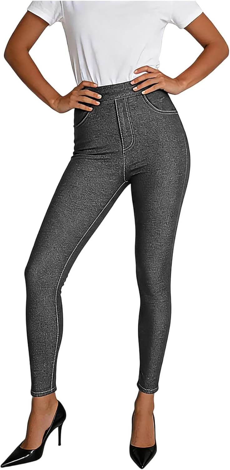 

Женские классические джинсовые леггинсы Skinny Jeggings с карманами Oplxuo