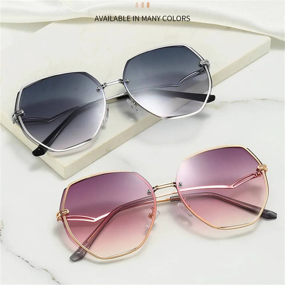 

Женские солнцезащитные очки без оправы, металлическая оправа, винтажные многоугольные солнцезащитные очки в форме пружин, защита от ультрафиолета UV400 generic, 1