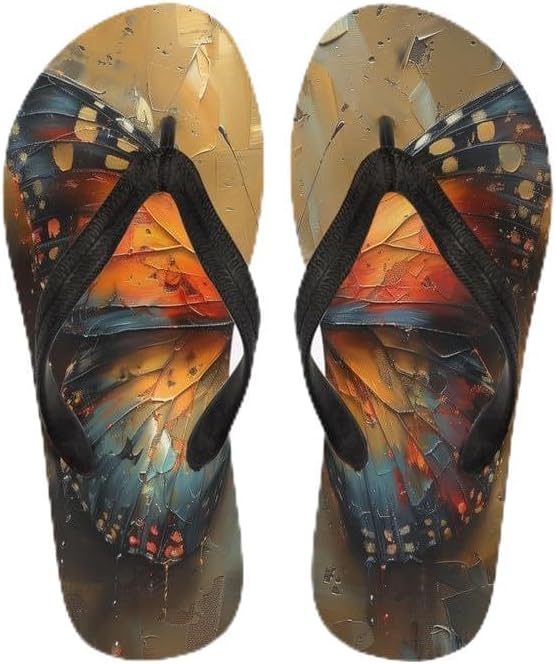 

Женские пляжные шлепанцы Semiouray с морской волной, милые ортопедические шлепанцы с лотосом, легкие плоские сандалии для дома и улицы на лето, Retro Butterfly Oil Painting