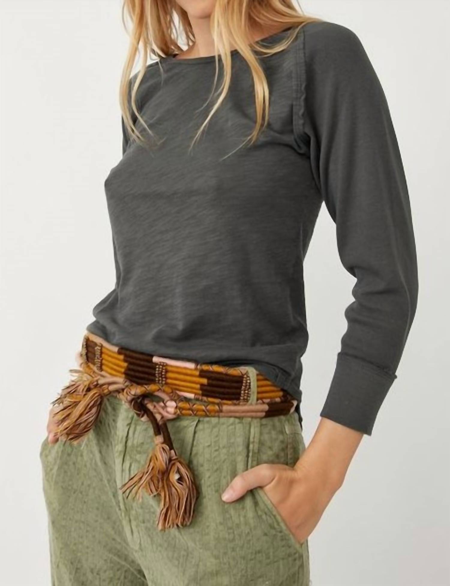 

Футболка We The Free Batter Up в цвете charcoal Free People, Charcoal