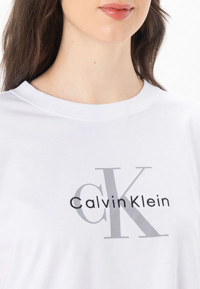 Футболка, с V-образным вырезом, Hero Classic Monologo C Neck Tee, Calvin Klein Jeans, белый — фото 3