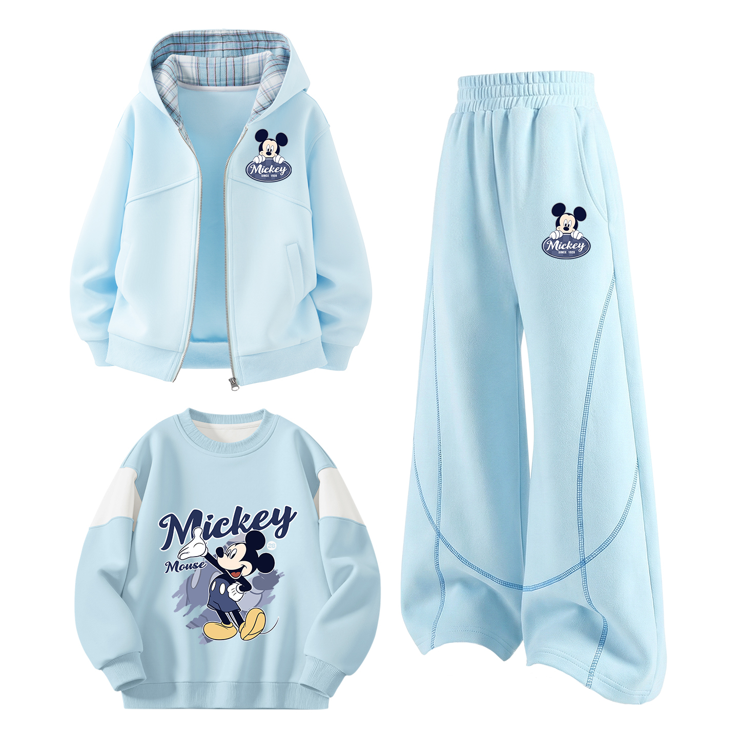Детский спортивный комплект Casual из 3 предметов Disney, di pu ding k синий+di pu ding k белый heather серый+di pu ding синий — фото 2