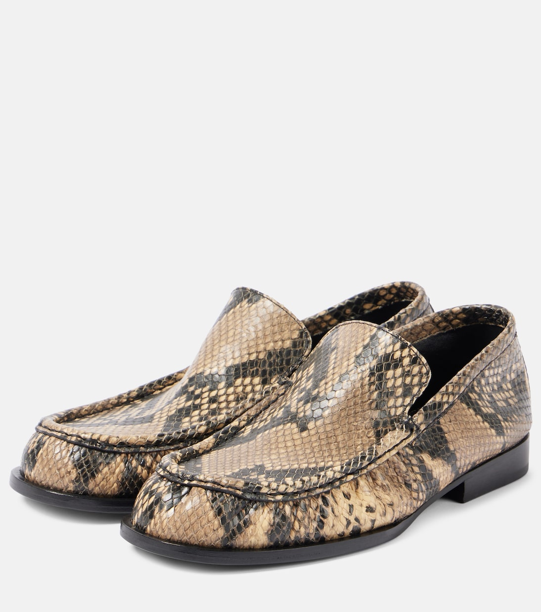 Кожаные мокасины с эффектом змеиной кожи Dries Van Noten, бежевый — фото 4