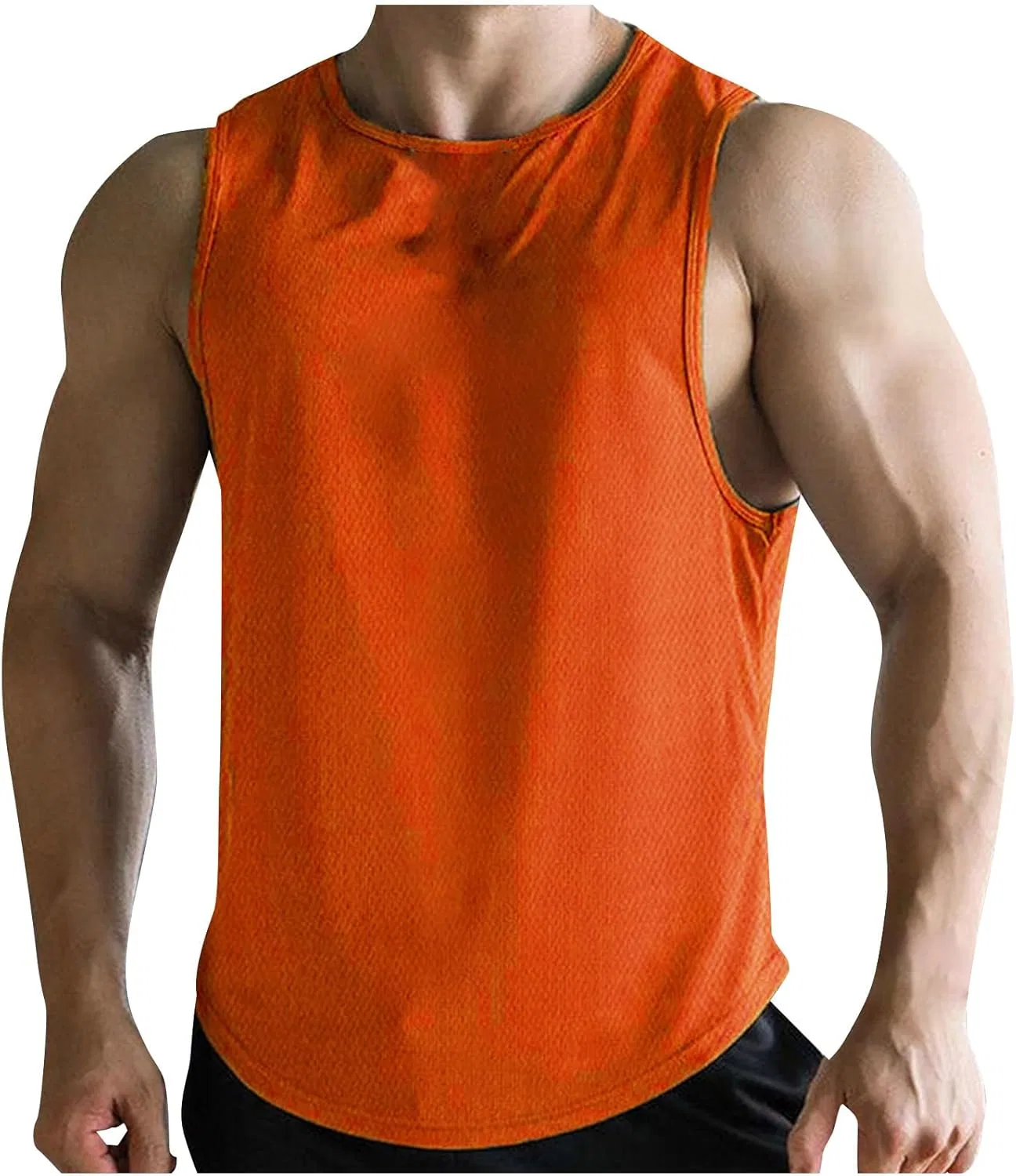 Мужской топ без рукавов, быстросохнущий, для фитнеса и бега, Orange