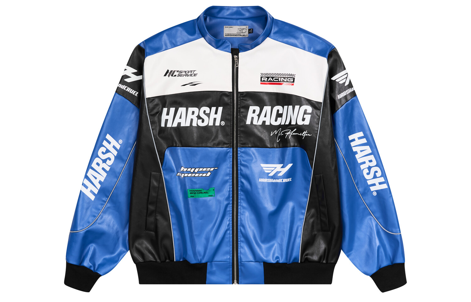 

Куртка Harsh and Cruel Retro Motorcycle Faux Leather Racing, синий