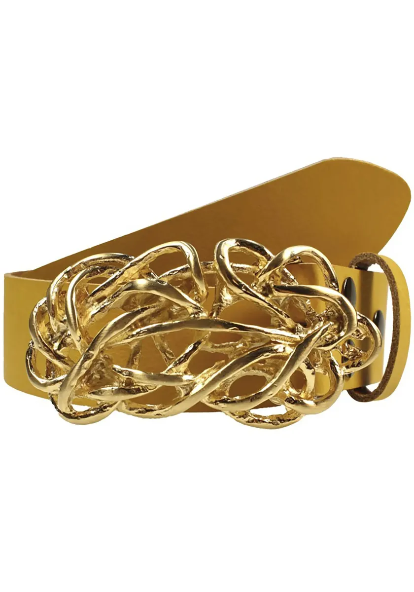 

Ремень LIFE RING by showroom 019° кожаный со сменной застежкой "Straw Knot Gold Shiny" Rettungsring By Showroom 019°, желтый
