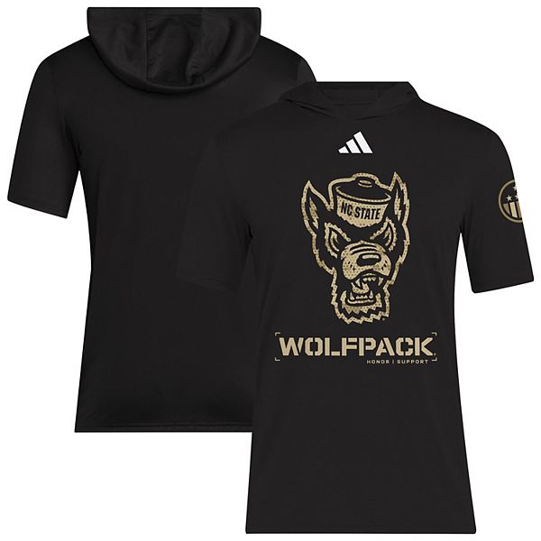 Мужская черная футболка nc state wolfpack 2025 military appreciation aeroready с капюшоном Adidas — фото 2