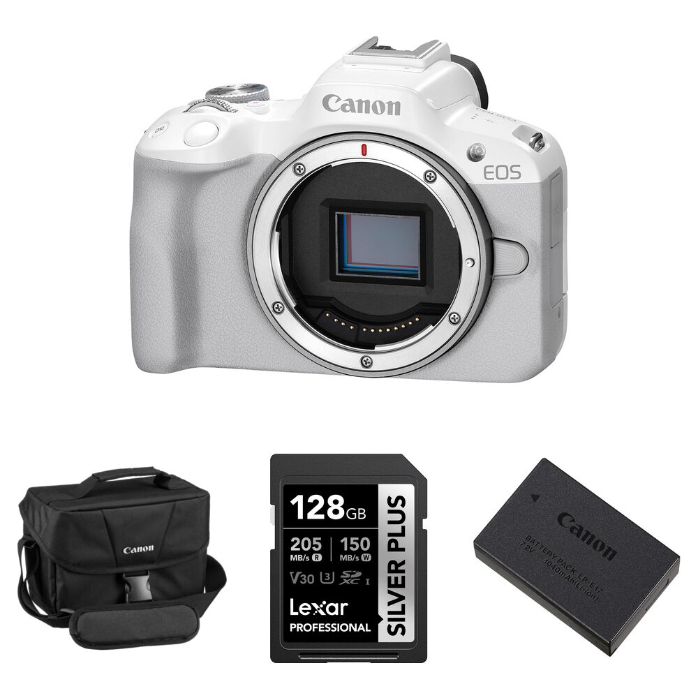 

Беззеркальная камера Canon EOS R50 Mirrorless Camera with Essentials+ Kit (White)