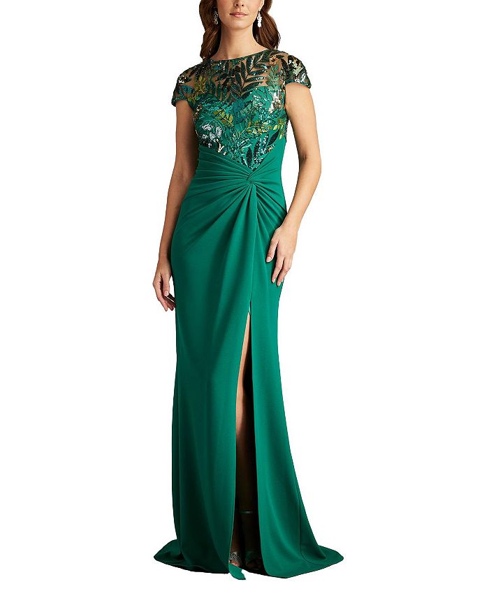 

Платье Eleonora с драпировкой и пайетками Tadashi Shoji, зеленый