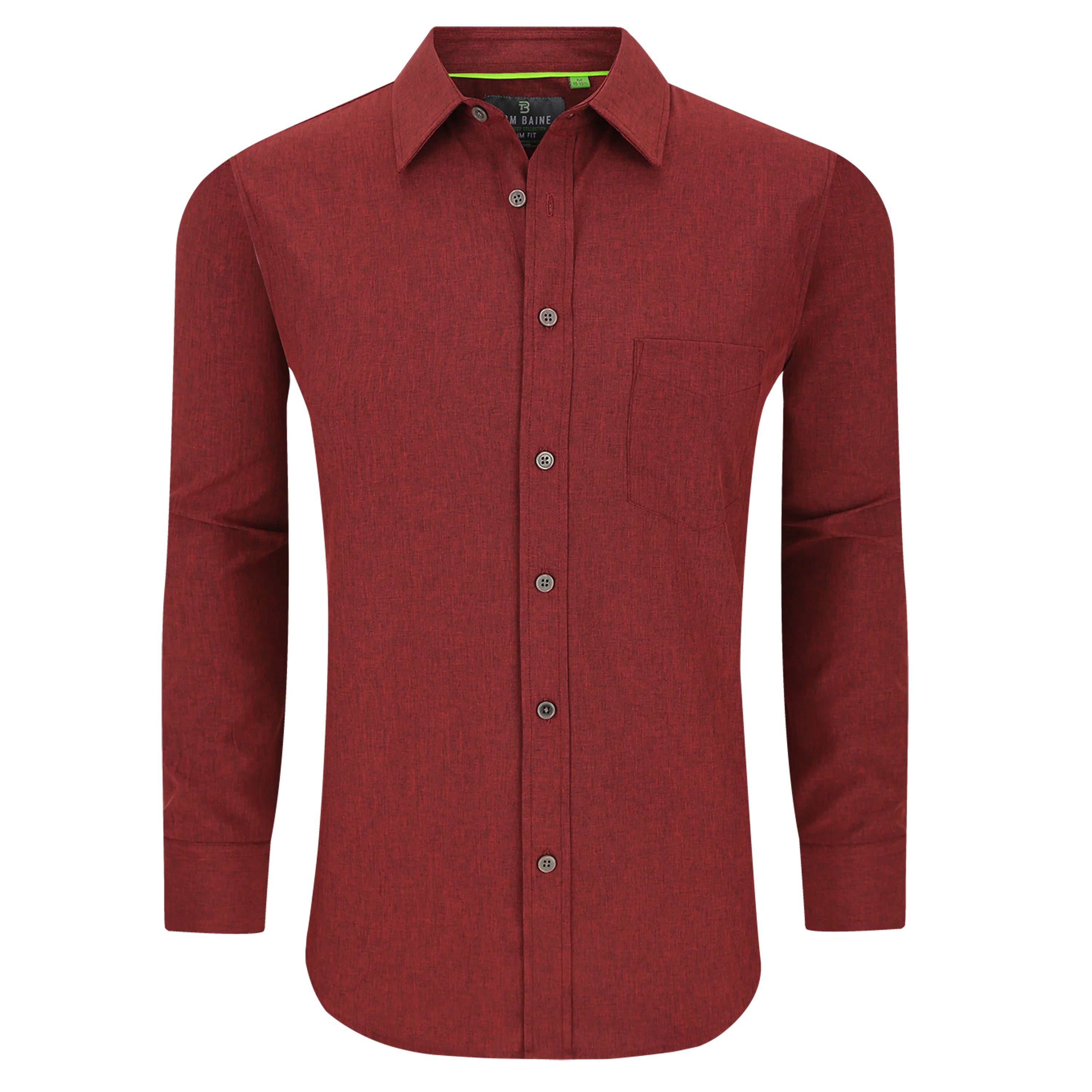 

Tom Baine Slim Fit Performance Мужская рубашка с длинным рукавом, цвет burgundy