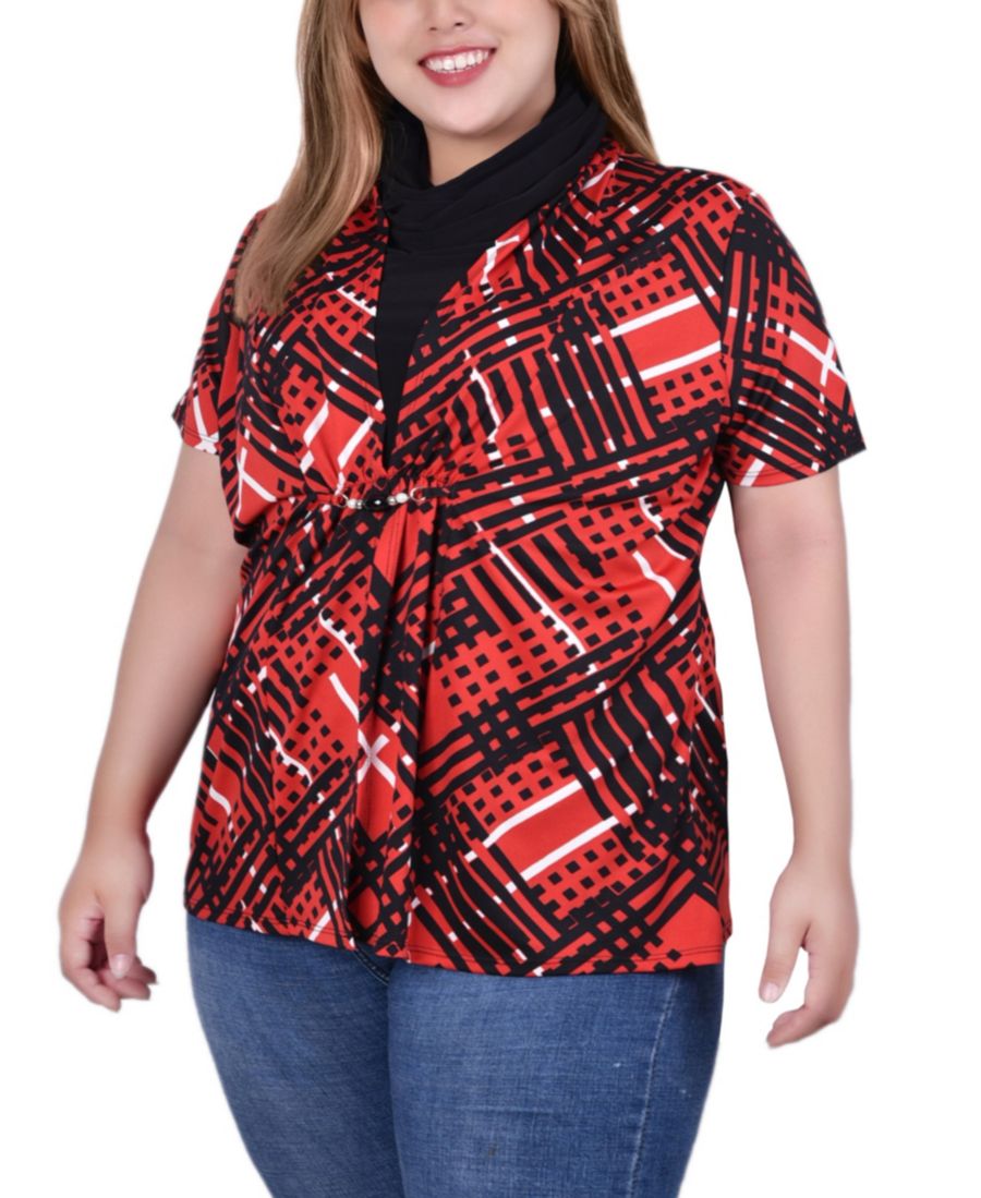 

Топ с коротким рукавом и воротником-хомутом больших размеров NY Collection, Lava Billg