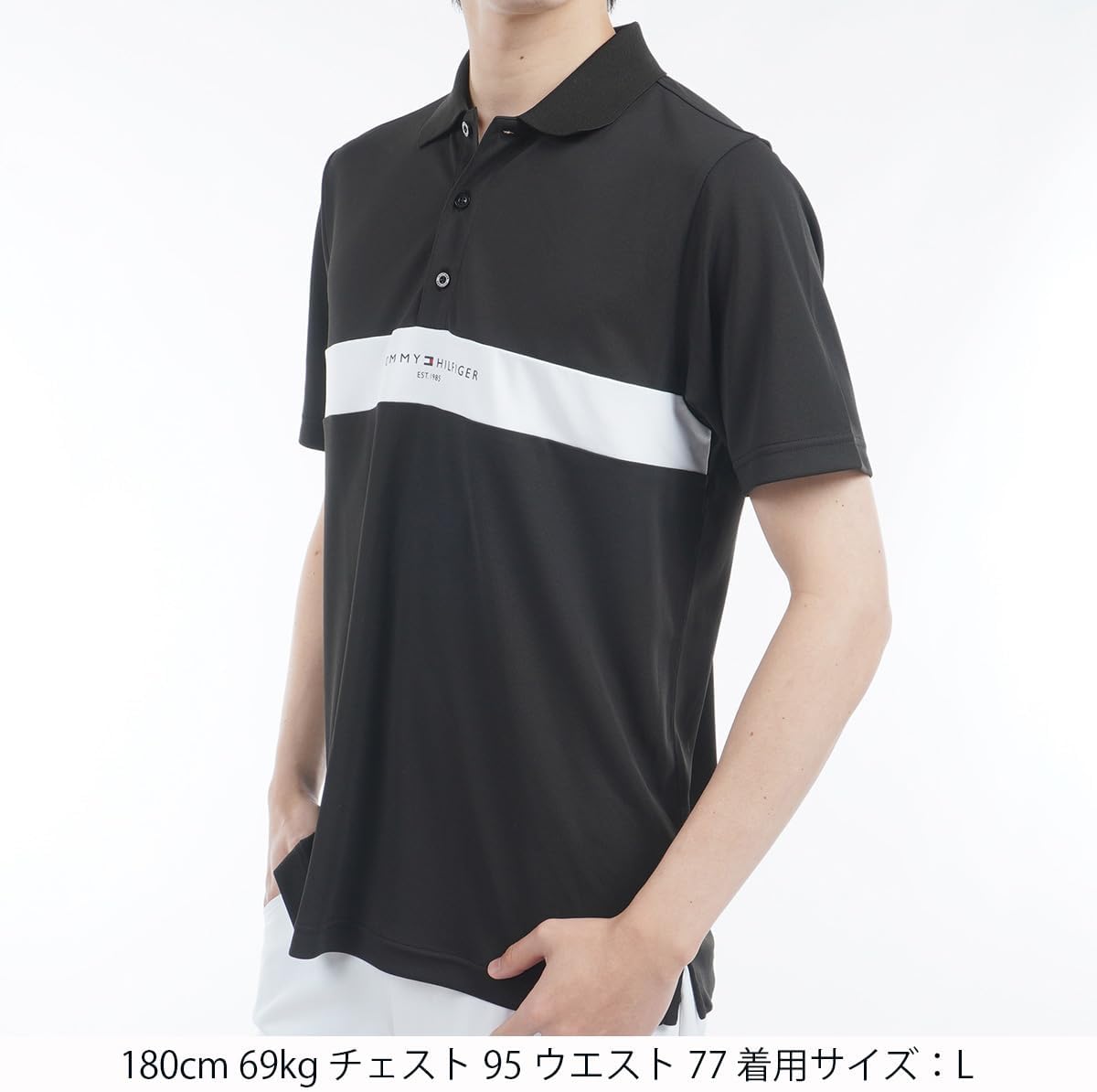 Мужская поло-рубашка Tommy Hilfiger Golf Classic THMA514 Essential с коротким рукавом, черный — фото 2