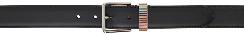 

Черный кожаный ремень с фирменной полосой Keeper Paul Smith