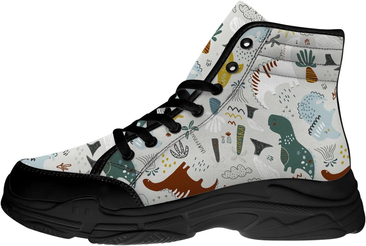 

Кроссовки Quorax для мужчин и женщин с динозавром, высокие на шнуровке, из ткани, подарок для женщин и мужчин, синий/зеленый