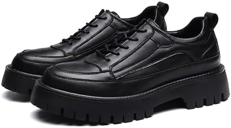 

Мужские кожаные оксфорды RYNKOMA с круглым носком, платформой, классические стильные туфли с шнуровкой, удобной рельефной подошвой для офиса, вечеринок, выпускного и свадеб, черный