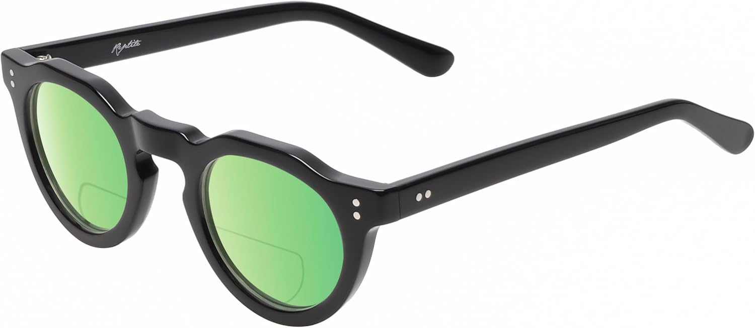 

Женские поляризованные бифокальные солнцезащитные очки Malayemys для чтения, с защитой от УФ-излучения, для спорта и вождения. Тонированные Reptile, Gloss Black/Polarized Green Mirror